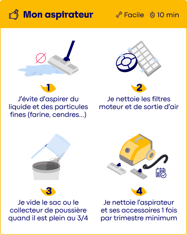 Infographie : comment entretenir son aspirateur