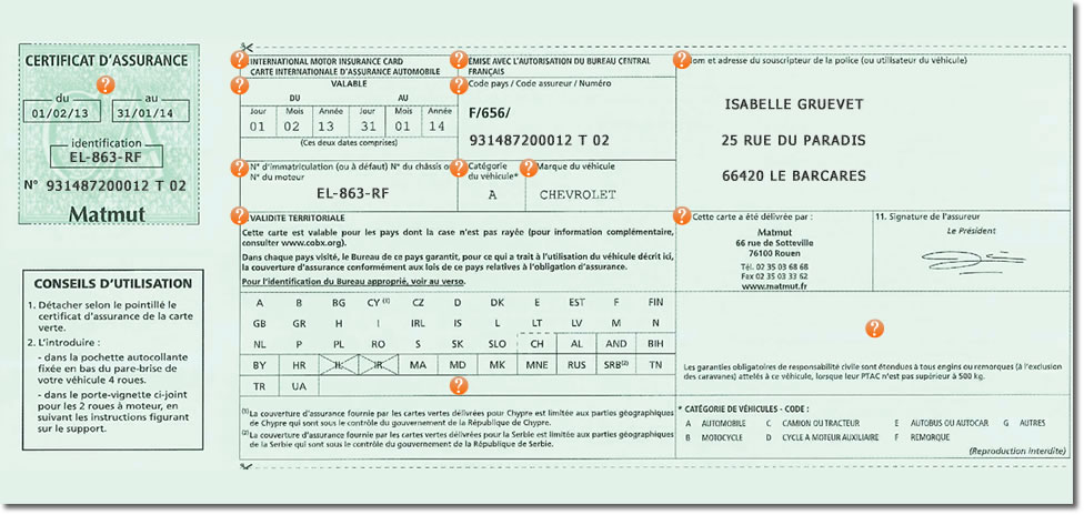 Cette carte verte est un Â« spÃ©cimen Â». Il s'agit d'un guide ...