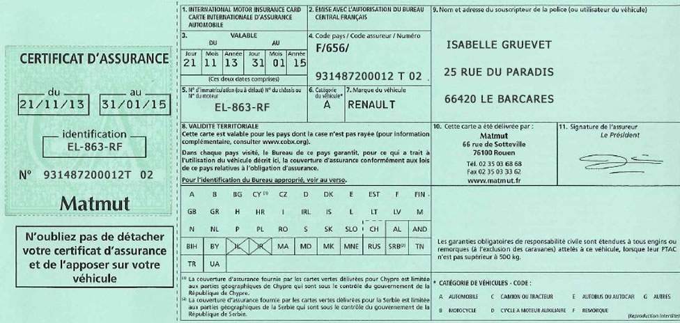 Cette carte verte est un Â« spÃ©cimen Â». Il s'agit d'un guide ...